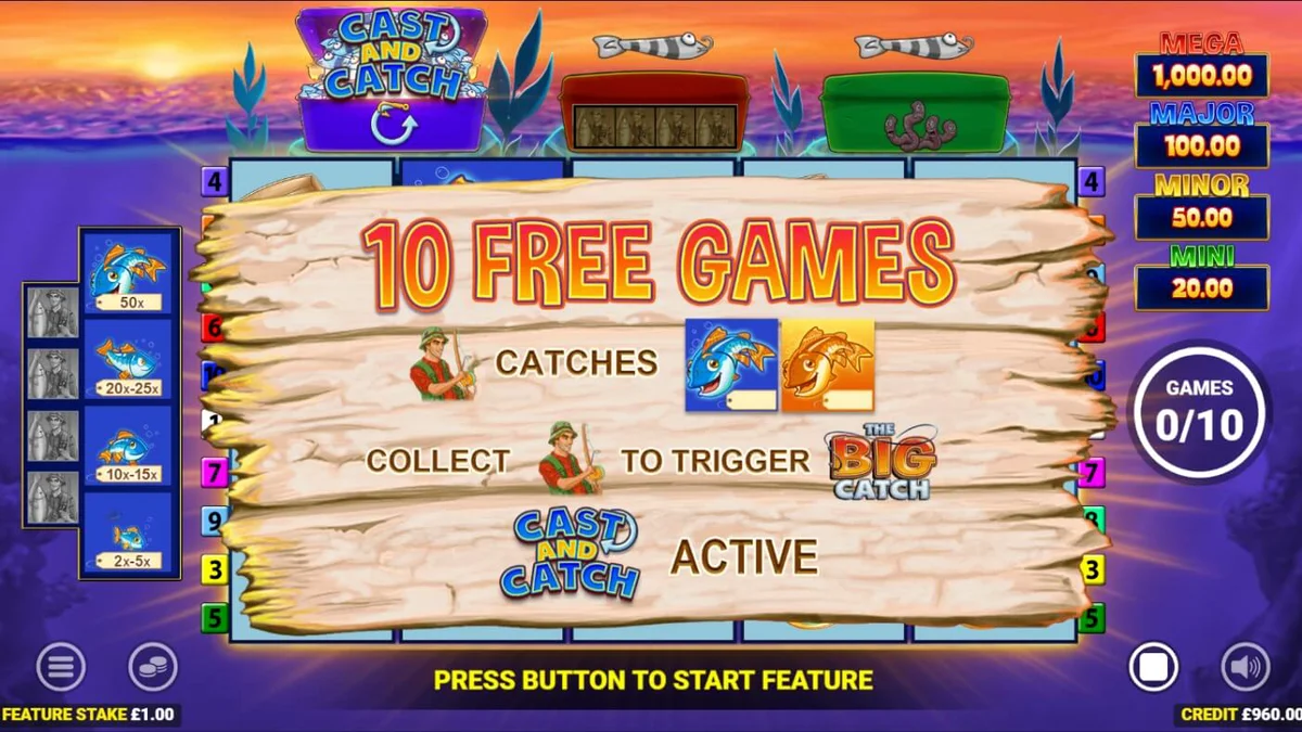 Tampilan visual slot Fishin Frenzy Lure Em In dengan latar belakang danau yang cerah